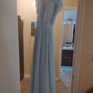 Azazie light blue bridesmaids dress
